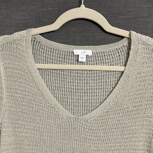 J Jill Sweater Small Beige Linen Lightweight Pullover Top‎ Tunic Beach Coastal - Picture 2 of 12